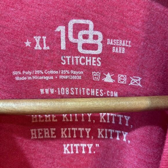 108 Stitches Rally Cat Women’s XL Red Short Sleeve Shirt - Picture 4 of 5